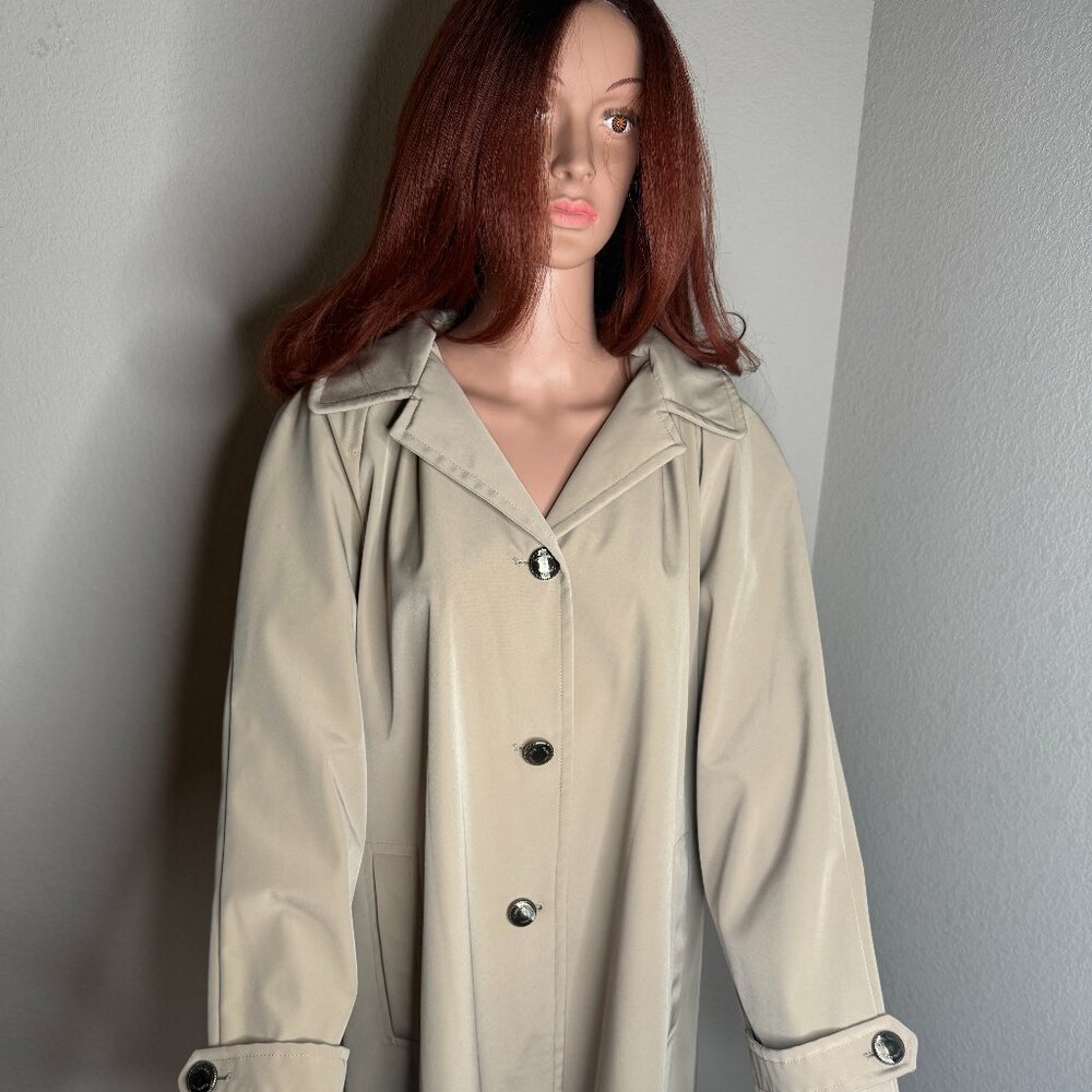 Calvin Klein Single Breasted Midi Length Button Down Hooded Trench Coat